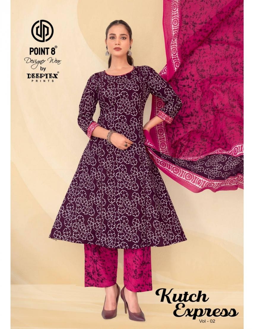 deeptex prints kutch express vol 2 series 2001-2008 cotton readymade plus size a line suit