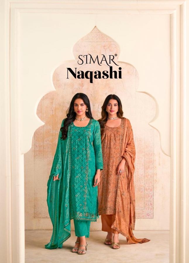 glossy naqashi series 13070A to 13070D simar pretty salwar kameez in wholesale surat