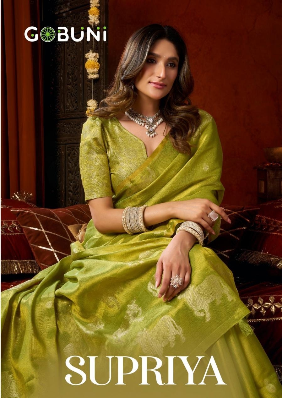 gobuni supriya series 3601-3606 Heavy Tissue wholesale saree