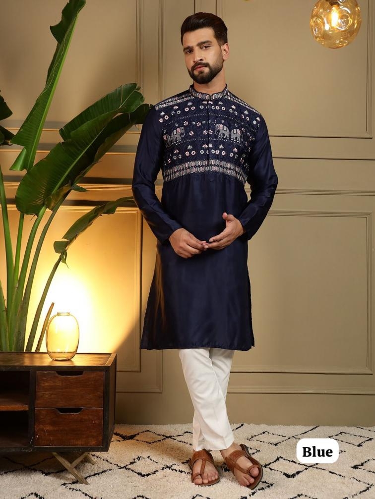 grand utsav 2 .0 premium silk sequence work full stitch mens kurta in wholesale surat