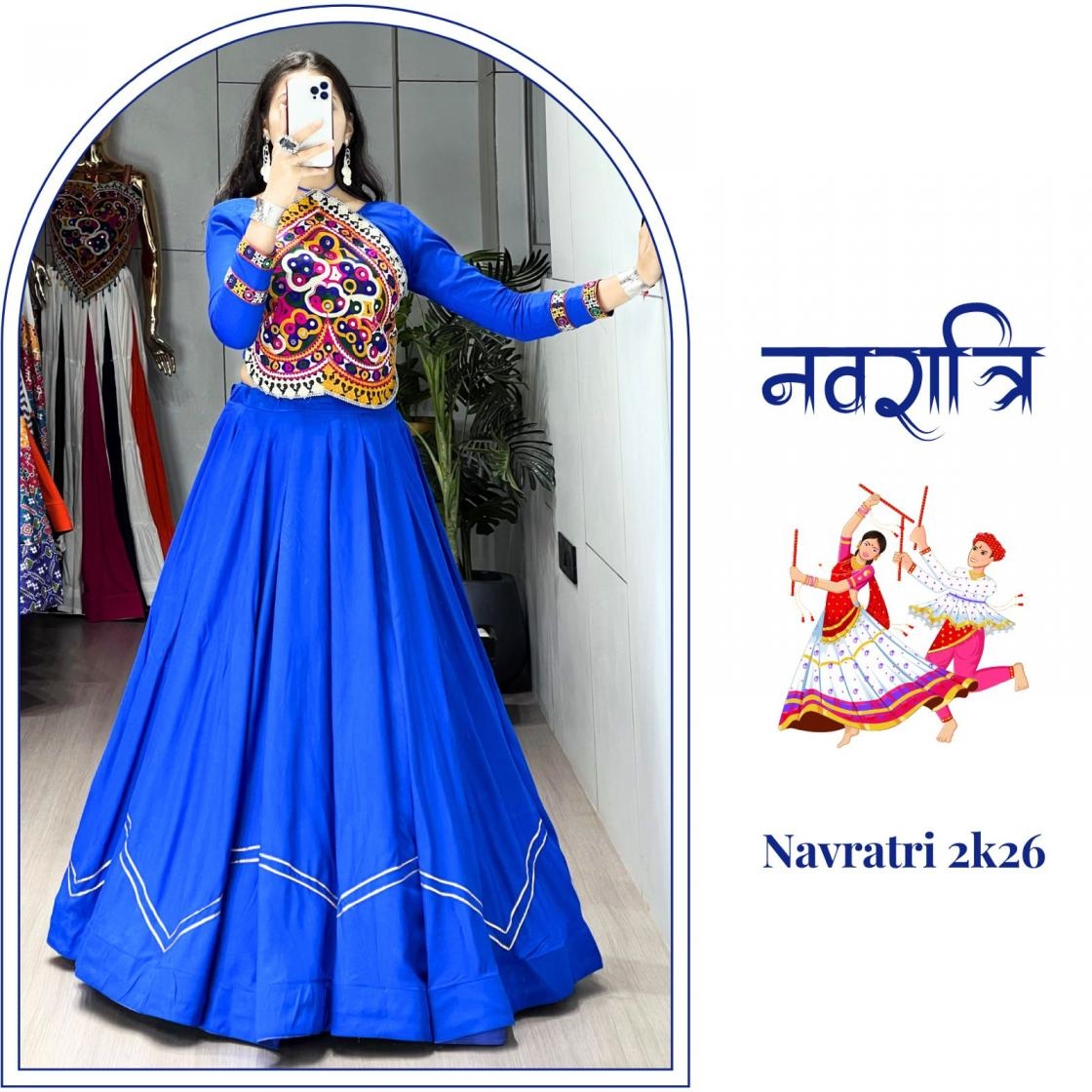 grtn8056 rayon cotton fully stitch navratri festival look lehengas supplier