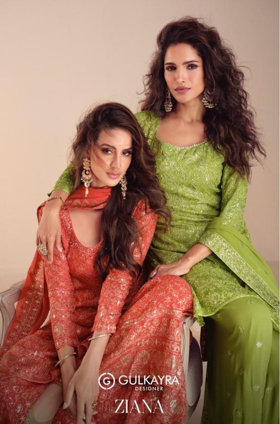 gulkayra ziana series 7587-7588 georgette fully stitch plazzo sets