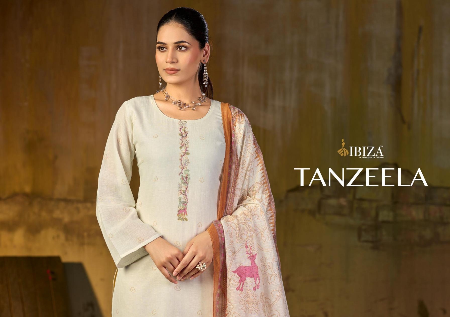 ibiza tanzeela series 4091-4094 lilen designer suit materials