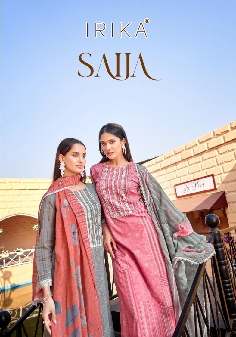 irika saija series 1001 to 1006 cotton cambric unstitch pakistani suits in wholesale surat