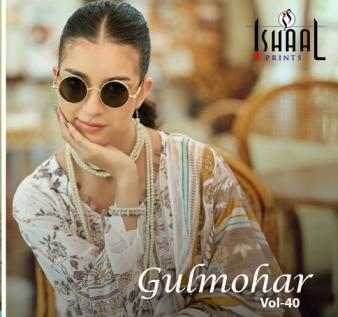 ishaal prints gulmohar vol 40 series 40001-40010 Pure lawn wholesale suit 