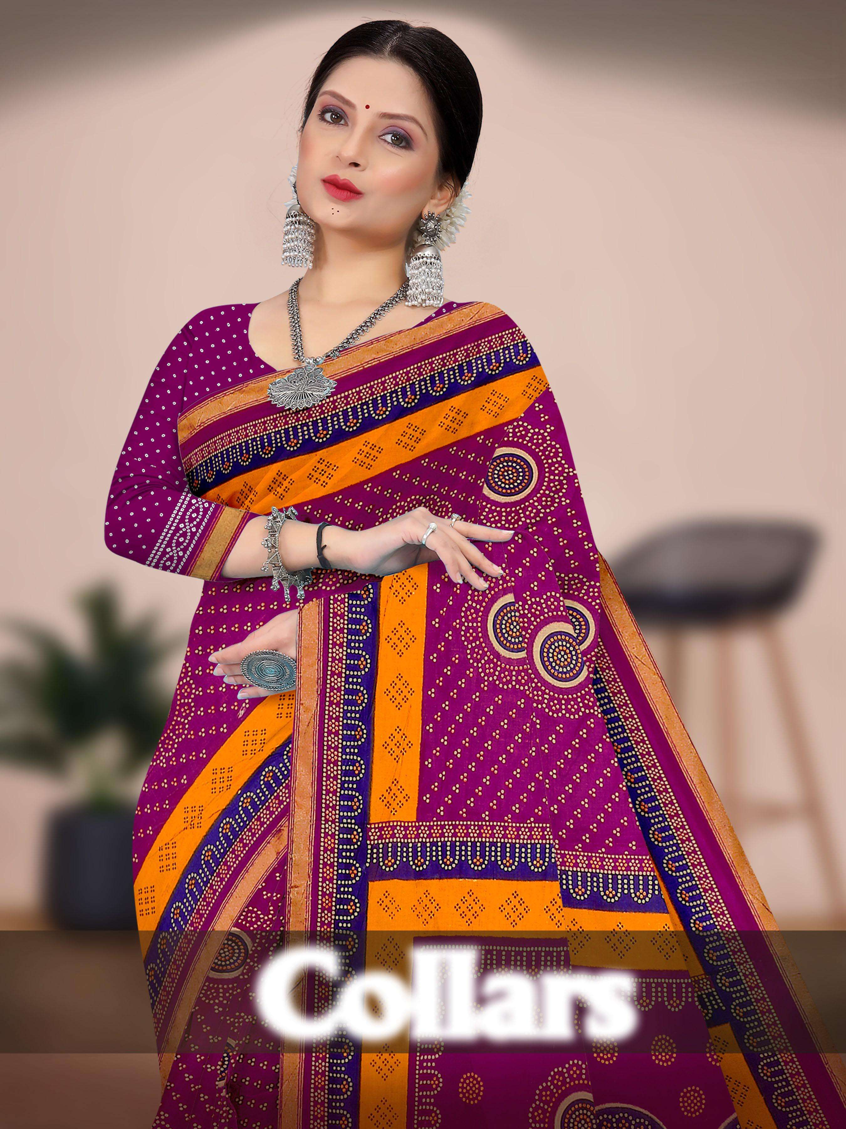 Jagruti collars Pure Mal Cotton Printed wholesale saree