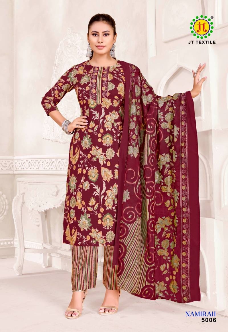 Jt Namirah Vol-5 series 5001-5010 Pure Heavy Cotton wholesale suit 