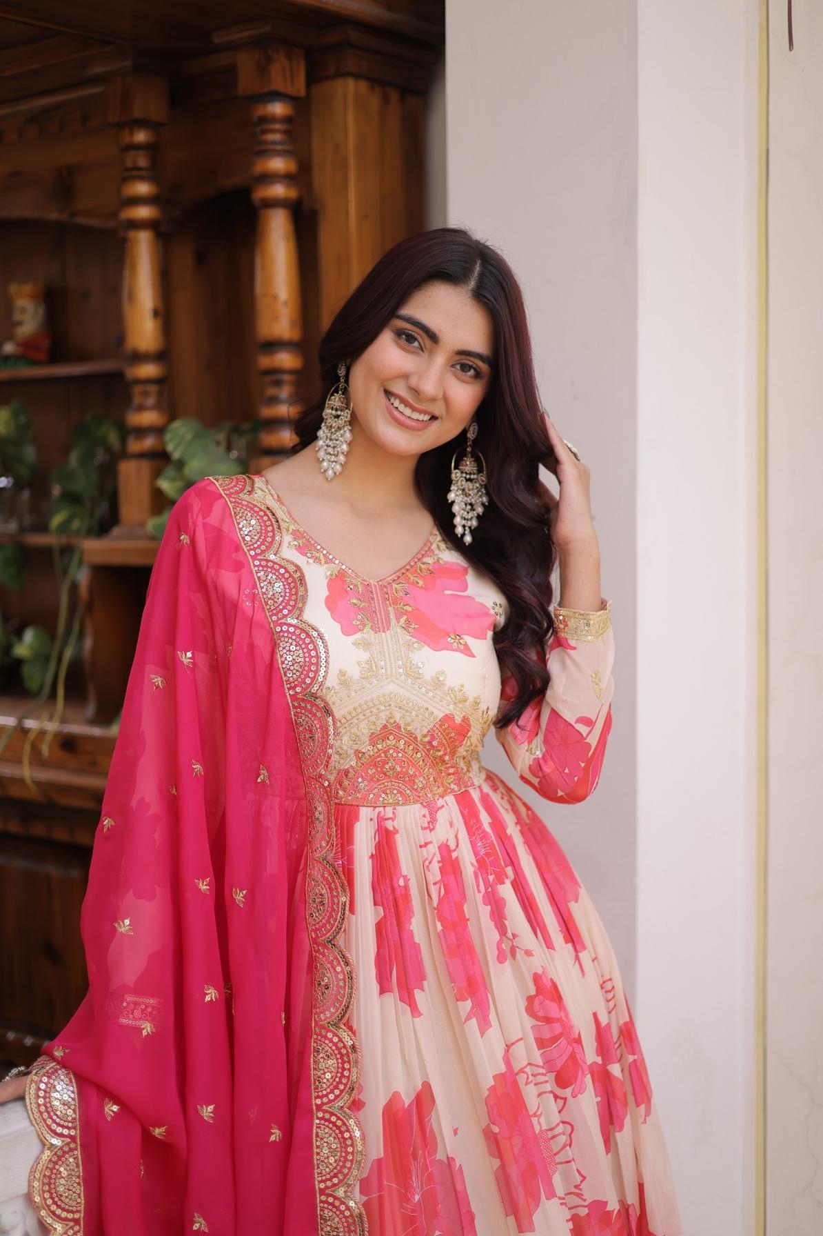 ka1242 russian silk latest design embroidery work gown with dupatta