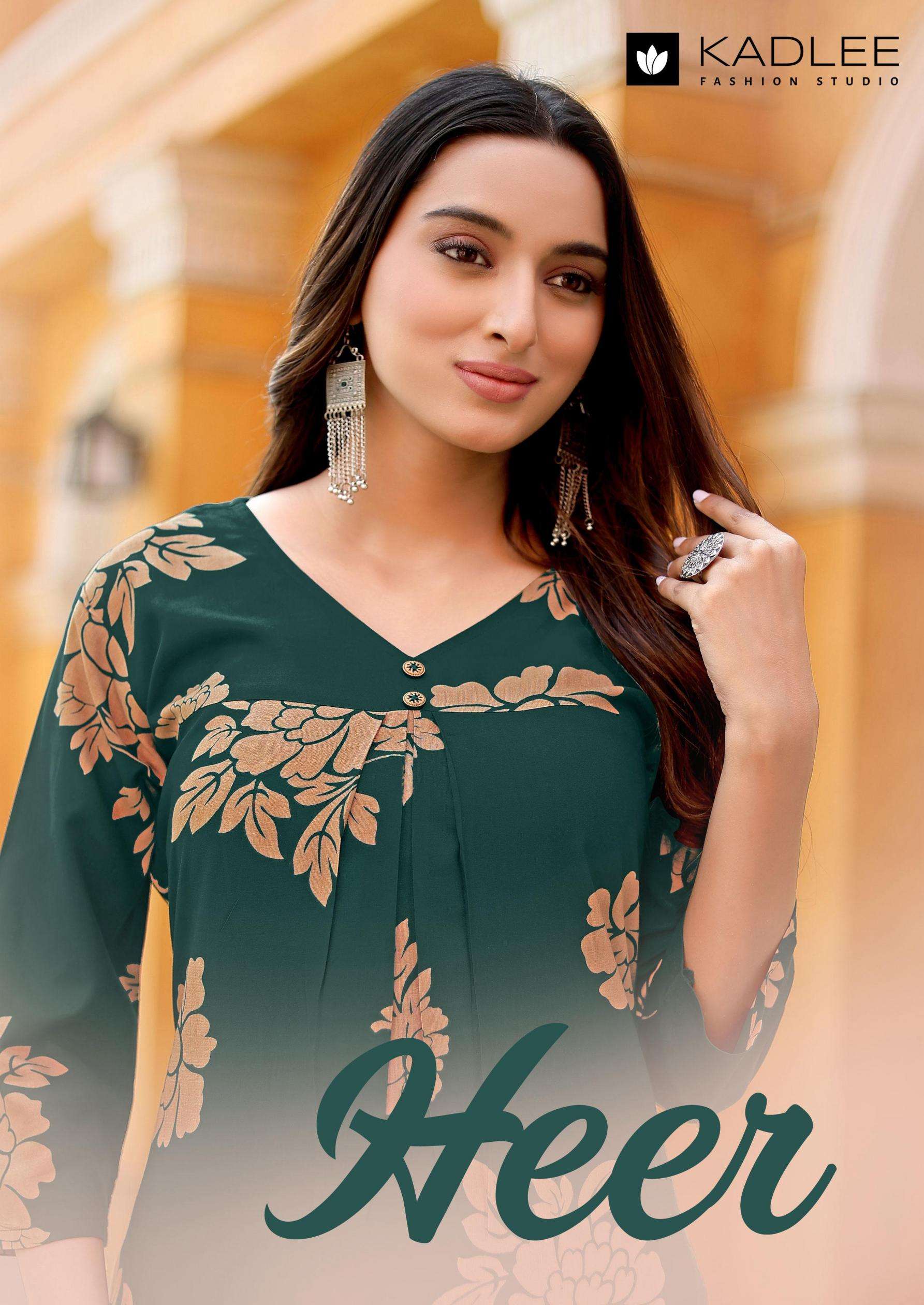 kadlee heer series 4001-4006 Rayon Print kurti with bottom