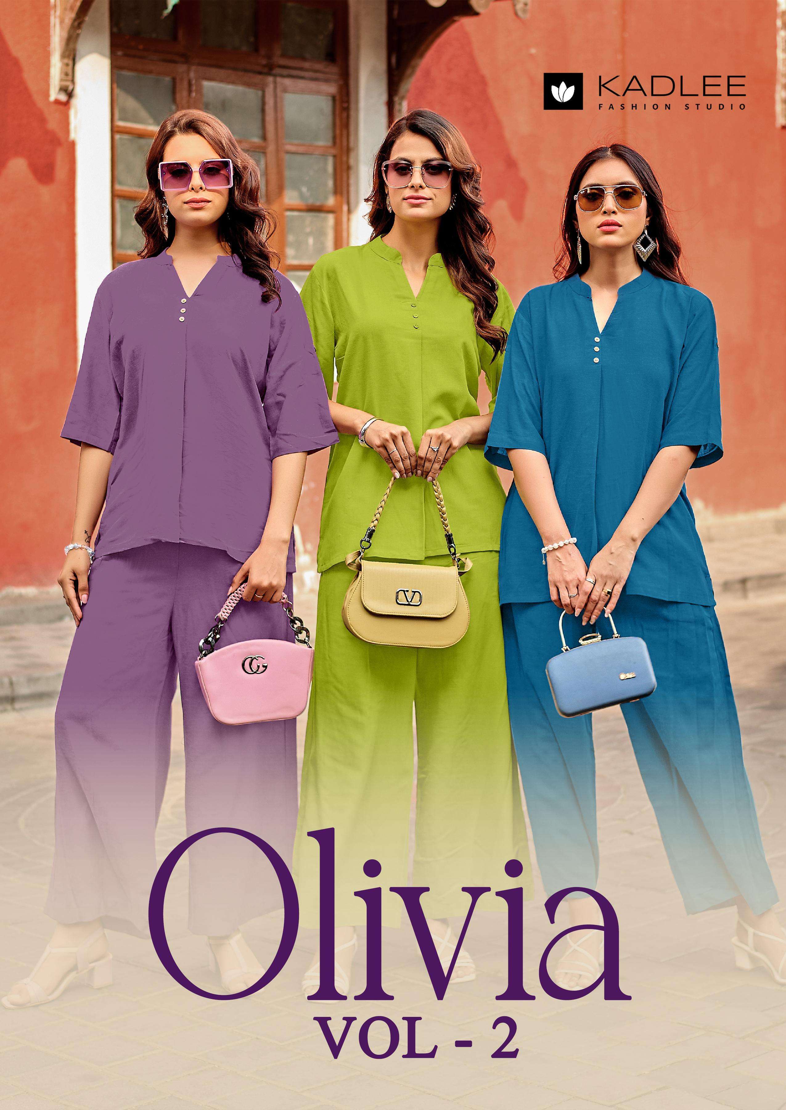 Kadlee Olivia Vol-2 series 4007-4012 Rayon Flex wholesale kurti with bottom