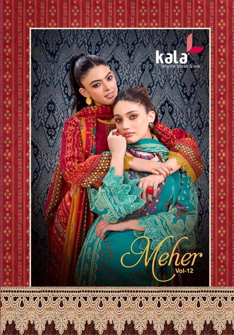 kala meher vol 12 series 9701 to 9712 cotton casual suit in wholesale surat