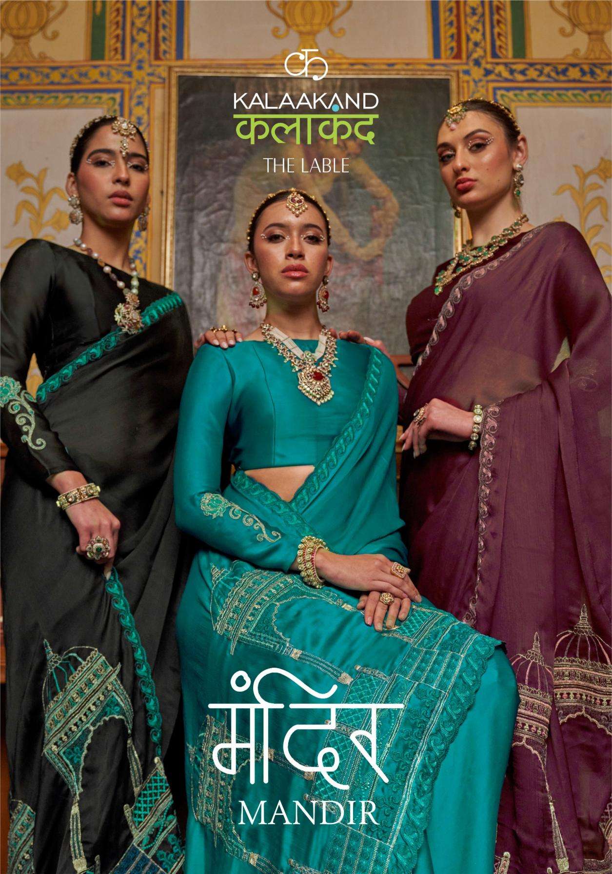 kalaakand mandir series 501-504 satin chiffon wholesale saree