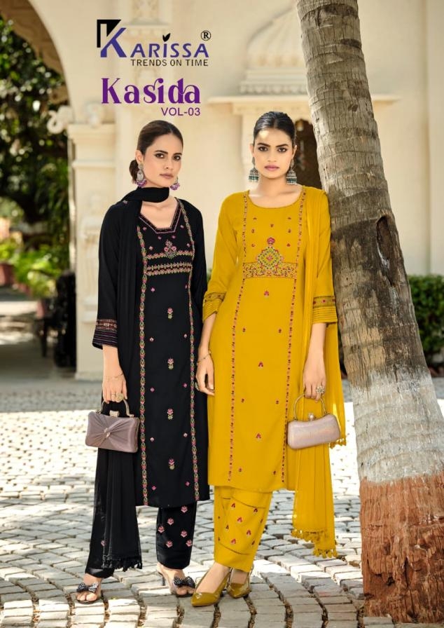 karissa kasida vol 3 series 1001-1004 Premium LIVA Rayon wholesale readymade suit 