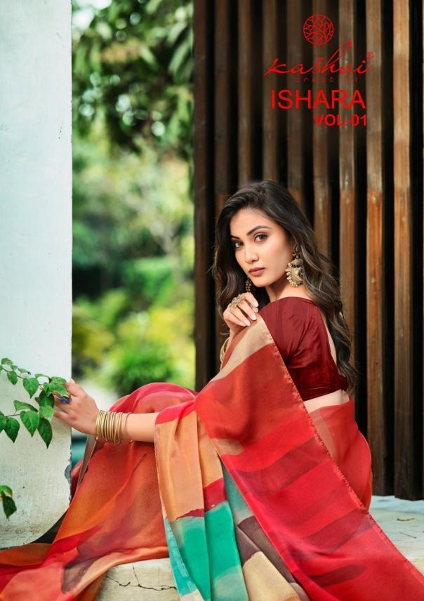 kashvi creation ishara vol 1 series 101-108 moss print wholesale saree