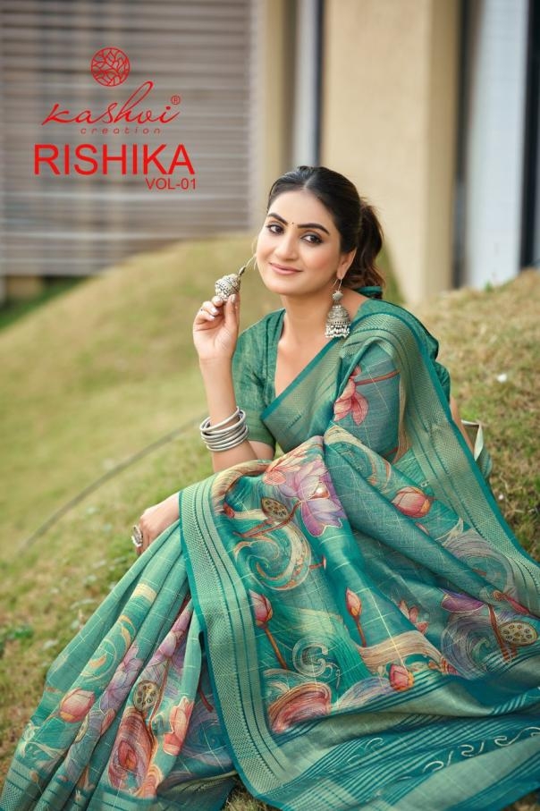 kashvi creation rishika vol 1 series 101-108 khadi checks digital print saree