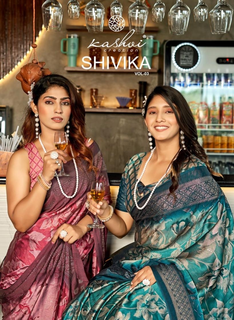 kashvi creation shivika vol 3 series 301-308 moss foil wholesale saree