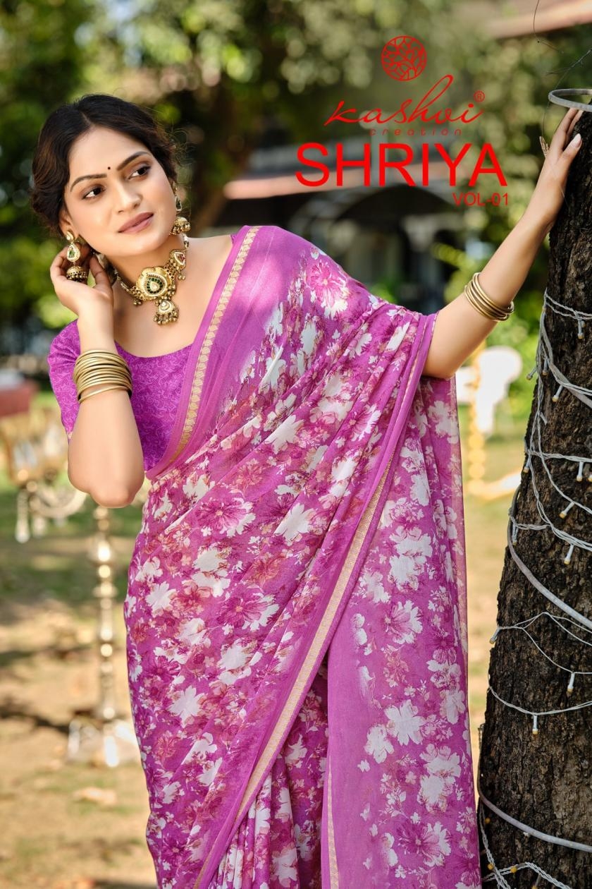 kashvi creation shriya vol 1 series 101-108 dull moss viscose wholesale saree