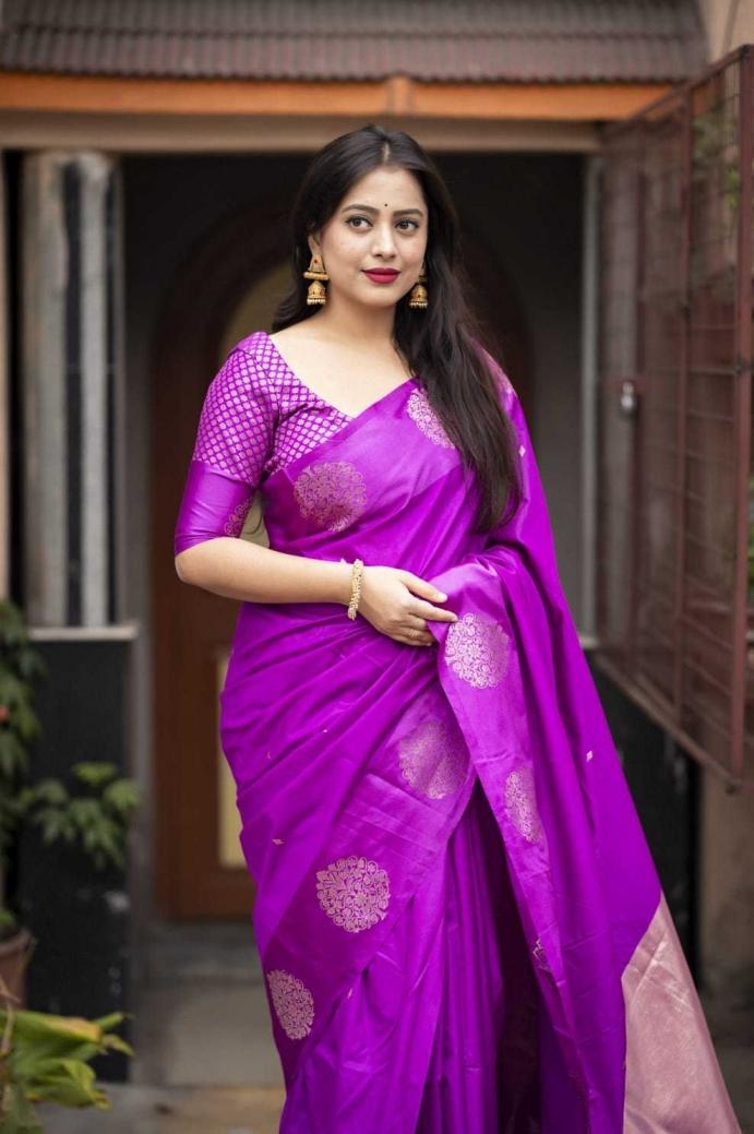 kc 113 shop trendy banarasi silk satin orchid violet single sarees