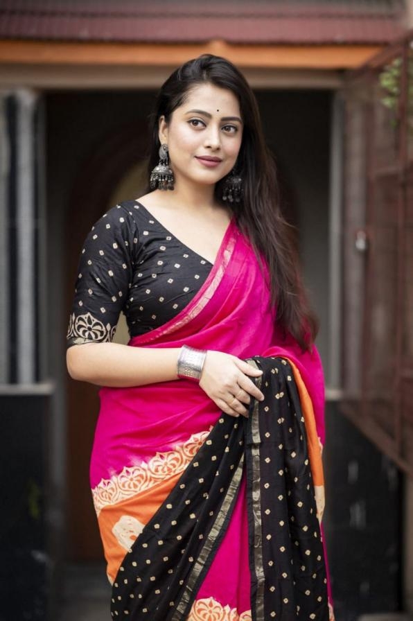 kc 125 chanderi cotton saree with bandhani print saree border and blouse