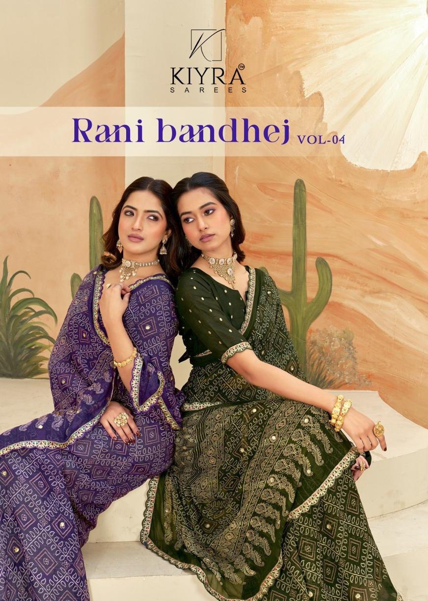 kiyra rani bandhej vol 4 series 01 to 06 georgette shop trendy sarees in wholesale surat
