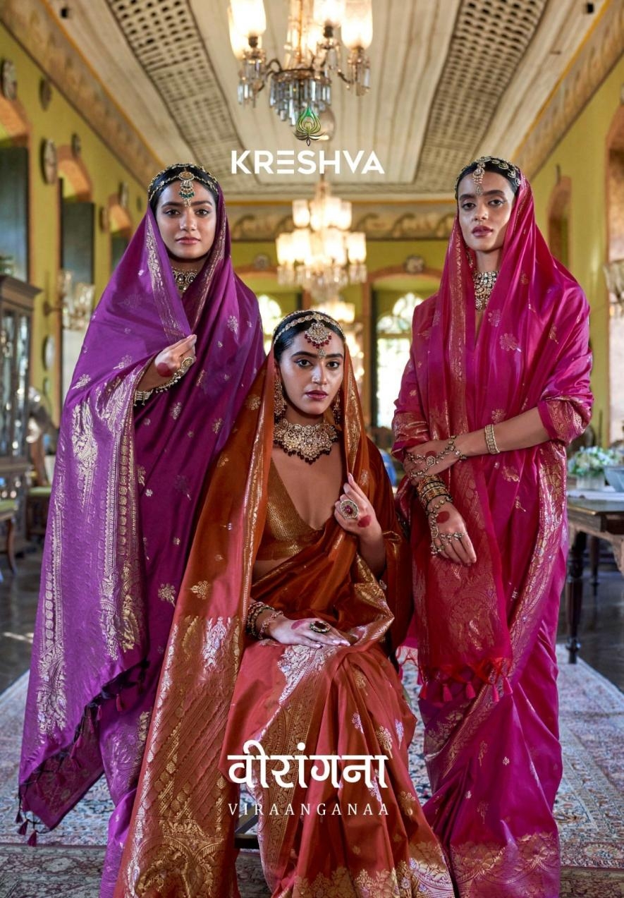 kreshva viraanganaa series 4620 to 4625 soft silk fashionable sarees in wholesale surat