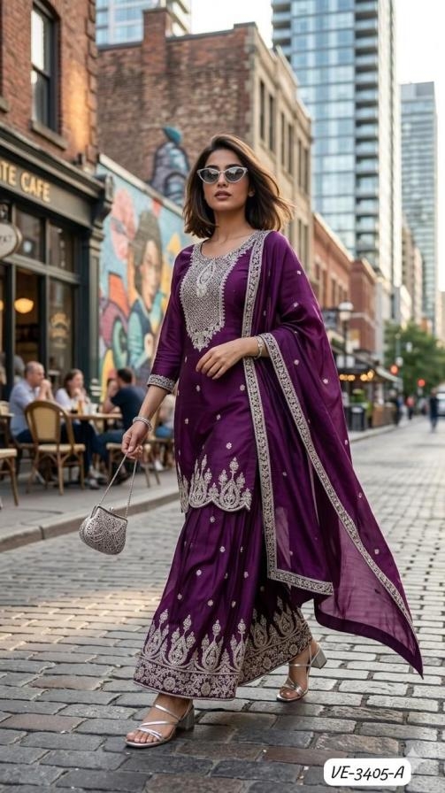 ladies flavour 3404-3405 vichitra blooming full stitch combo plazoo suits in wholesale surat