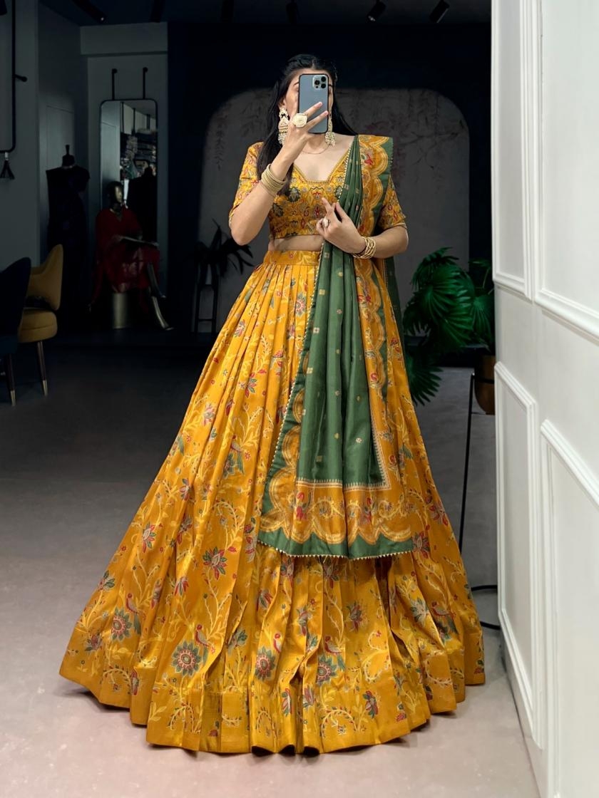 lnb1256 tasar silk beautiful lehenga with unstitched blouse pcs with dupatta