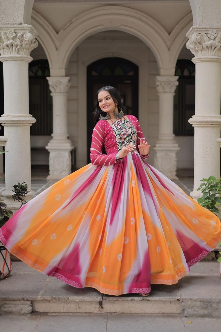 lw 9278 faux georegette fully stitched festival wear gown for womens