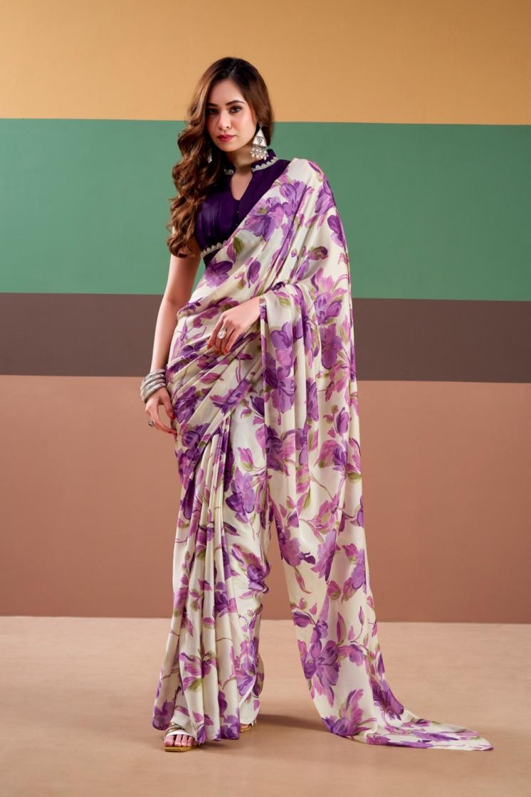 madhurima ynf7008 satin silk elegance floral printed sarees