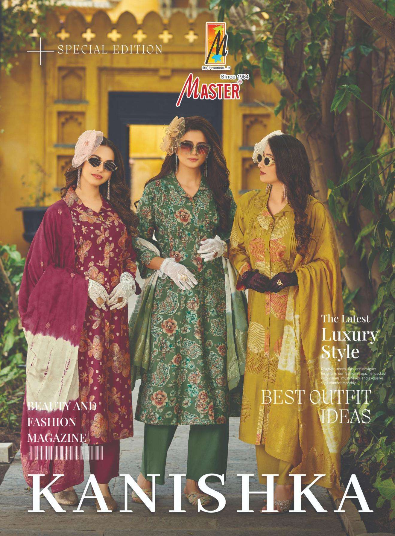 master kanishka series 1001 to 1008 vertican foil print fully stitch suit in wholesale surat