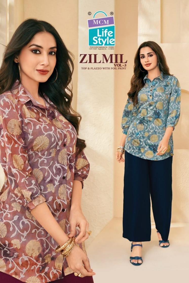 mcm lifestyle zilmil vol 3 series 306-315 vertical kurti with bottom