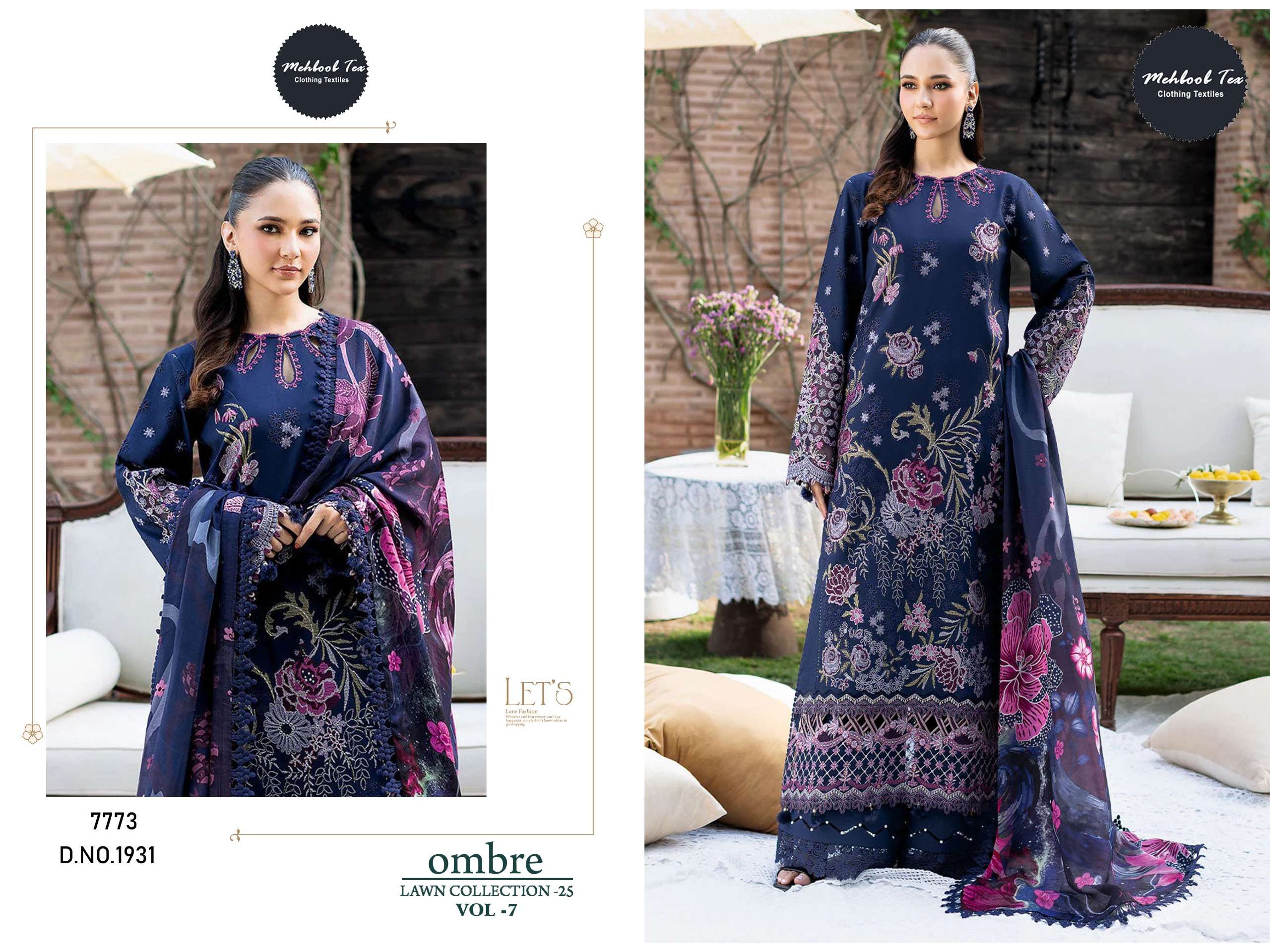 MEHBOOB TEX OMBRE LAWN COLLECTION VOL-7 pure cotton wholesale suit 