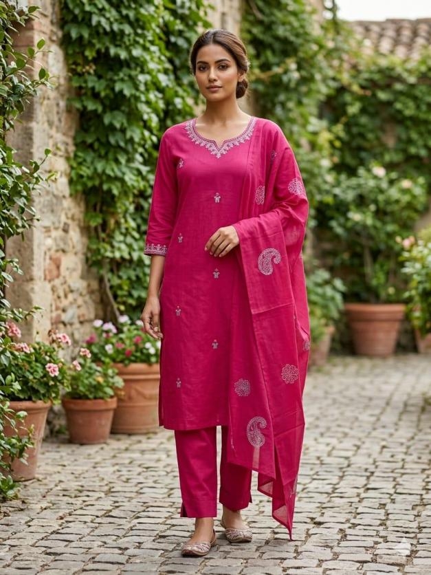 modern mul cotton readymade 3pcs dress combo set