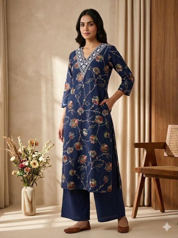 modern vatican discharge casual wear full stitch v nack combo kurti with palazzo set