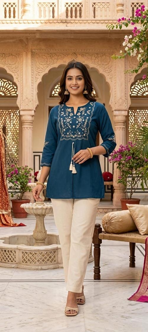 morden cotton readymade beautiful short kurti combo set