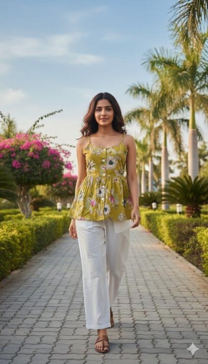 morden cotton readymade sleeve less short kurtis combo set