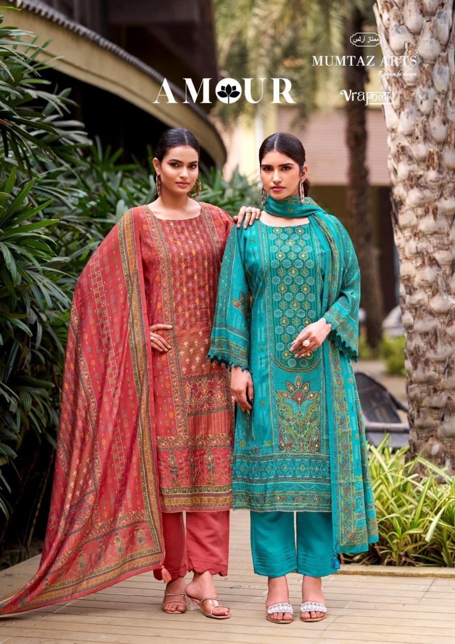 mumtaz arts amour series 1001 to 1006 viscose modal muslin pakistani salwar kameez in wholesale surat