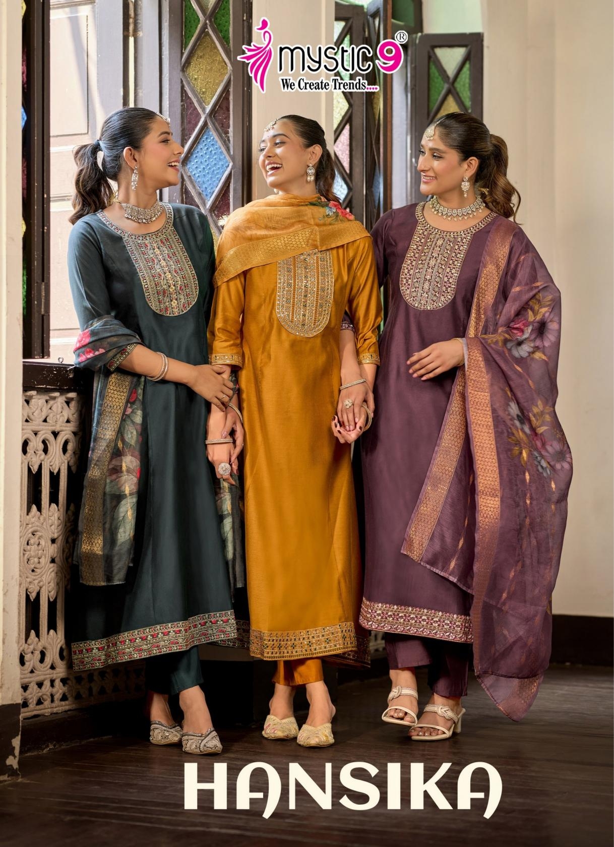 mystic9 hansika vol 4 series 4001-4008 heavy gadwal readmade salwar kameez