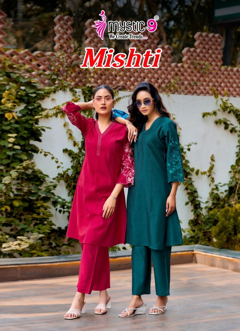 mystic9 mishti vol 1 series 1001 to 1008 gadhval fully stitch co-ord sets in wholesale surat