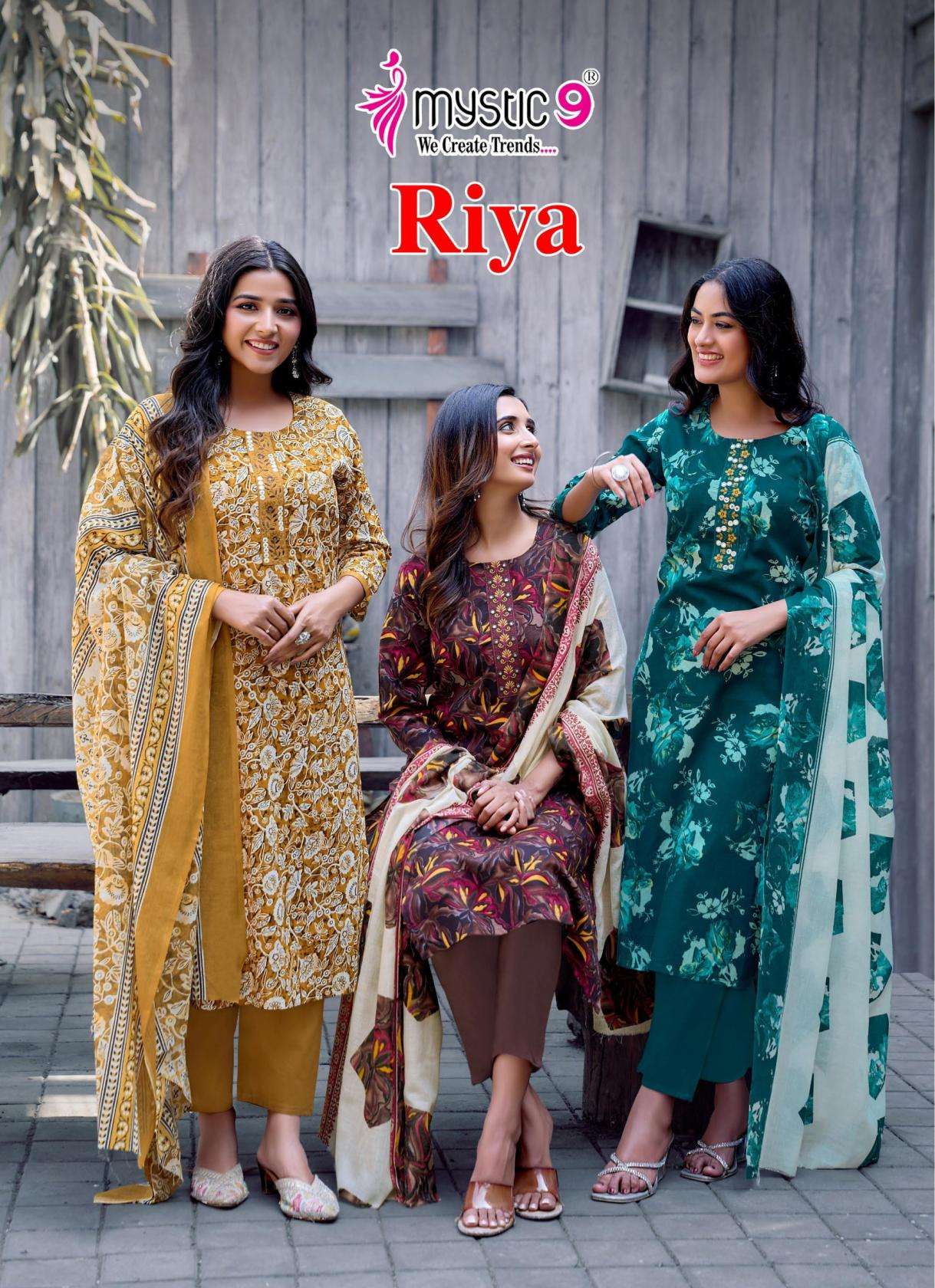 Mystic9 riya vol 1 series 1001-1008 cambric cotton readymade suit