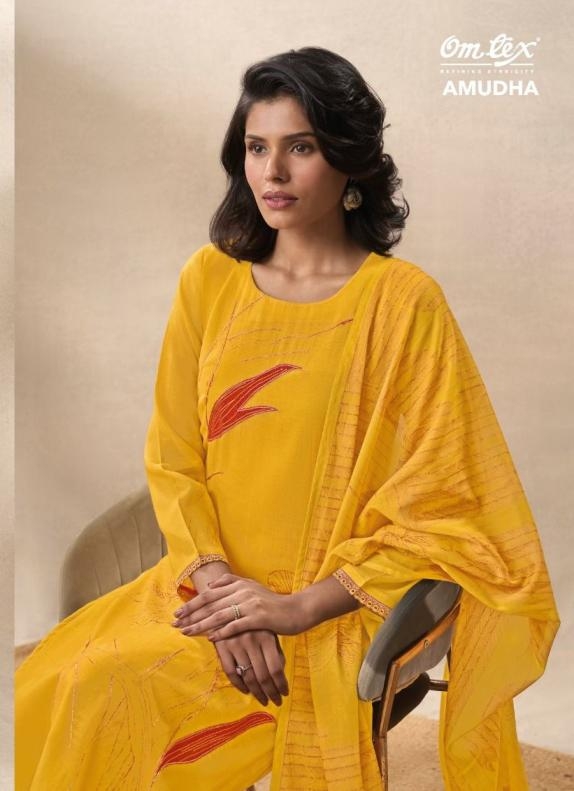 omtex amudha 2095 series 14001A to 14001D mul chanderi silk salwar kameez in wholesale surat
