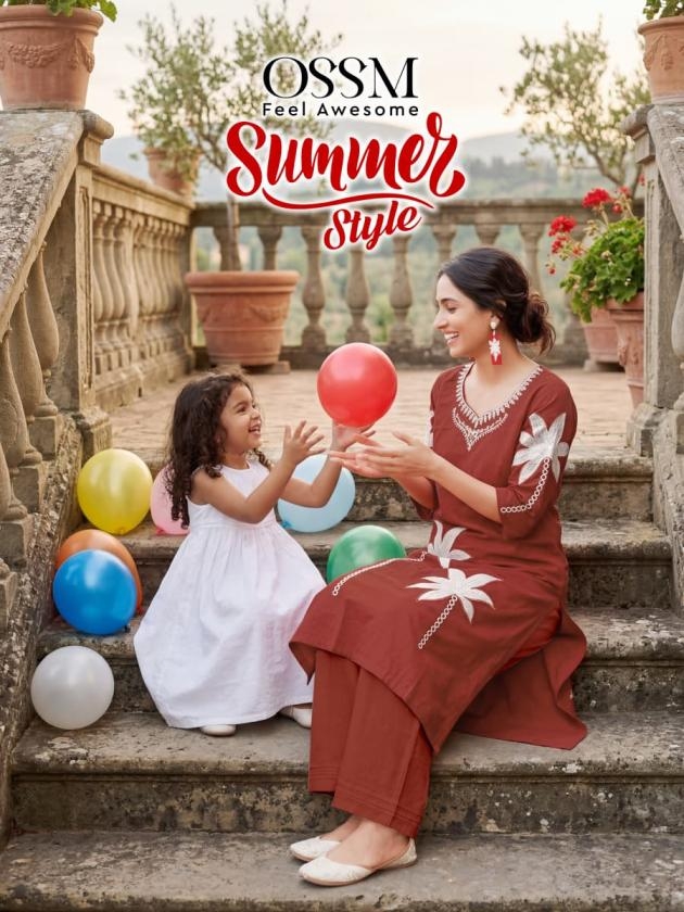 ossm summer style series 1001-1006 dhabu cotton wholesale kurti with bottom