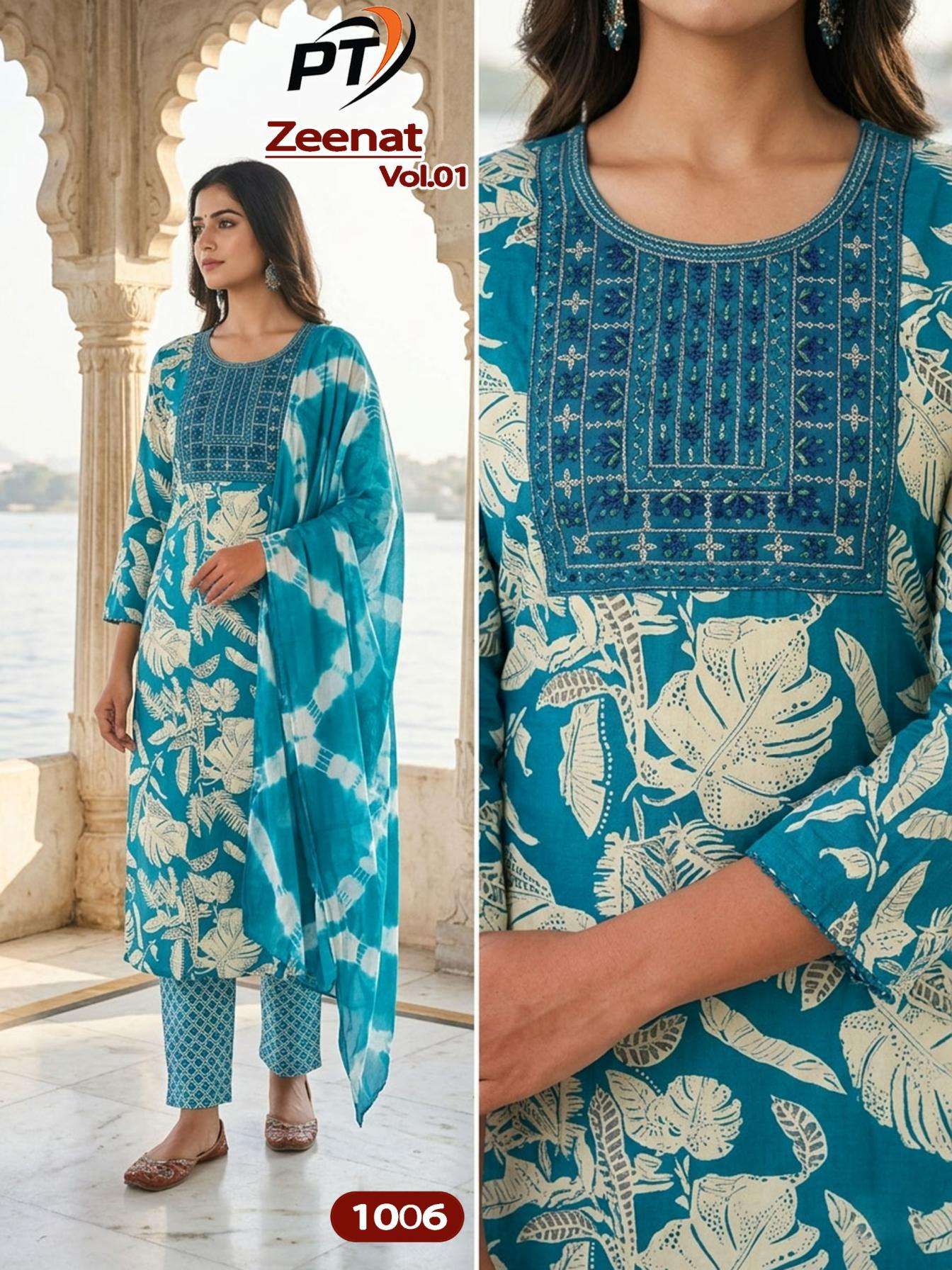 padmavati zeenat vol 1 series 1001-1012 rayon printed readymade suit