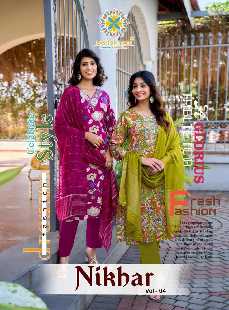 passion tree nikhar vol 4 series 4001-4008 heavy rayon wholesale readymade suit