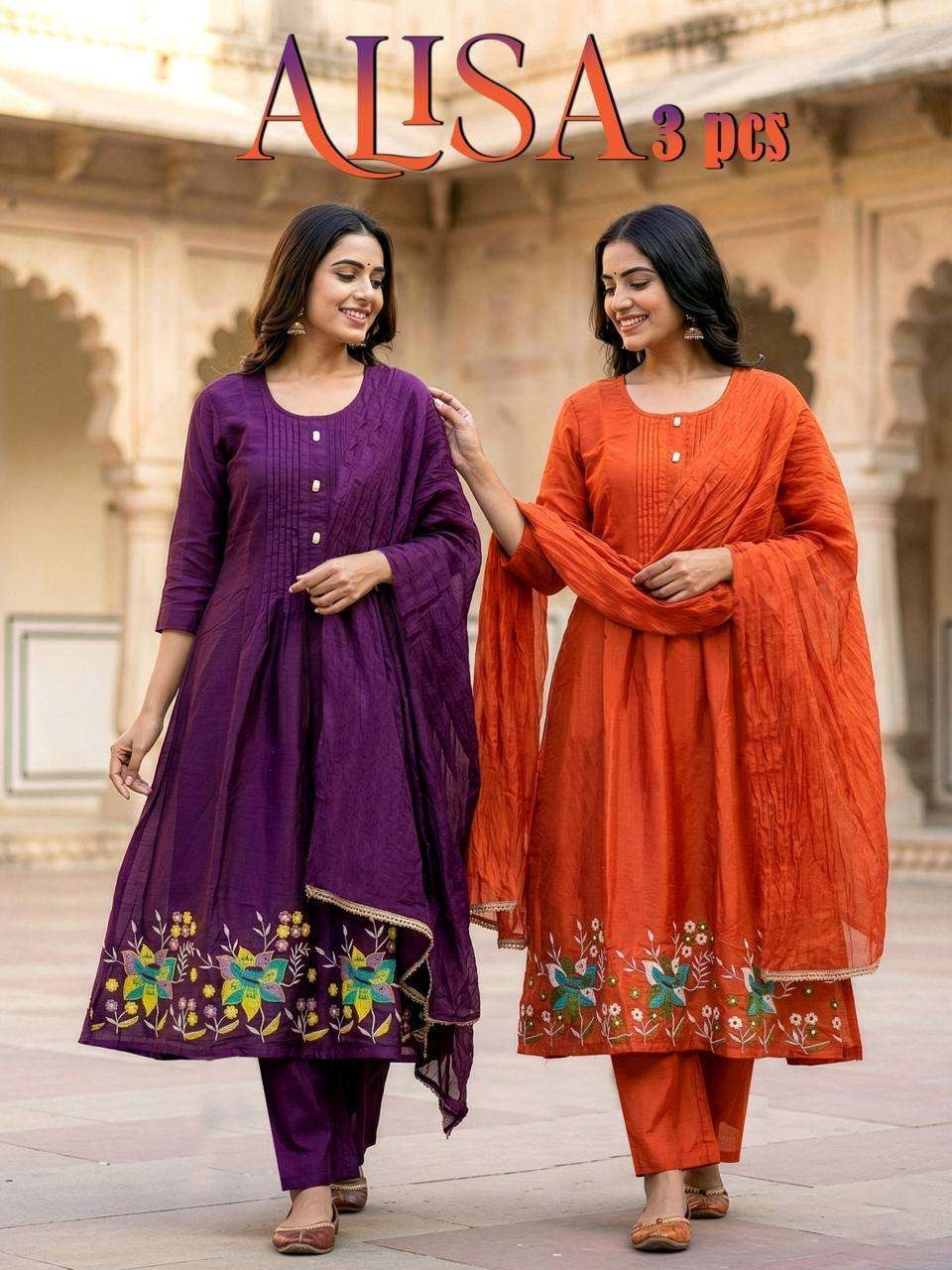 pr alisa series 1001 to 1008 amazing mul chanderi readymade suit in wholesale surat