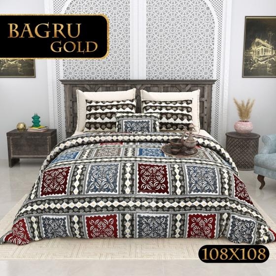 pr bagru gold fully stitch unique bedsheet with pillow covers in wholesale surat