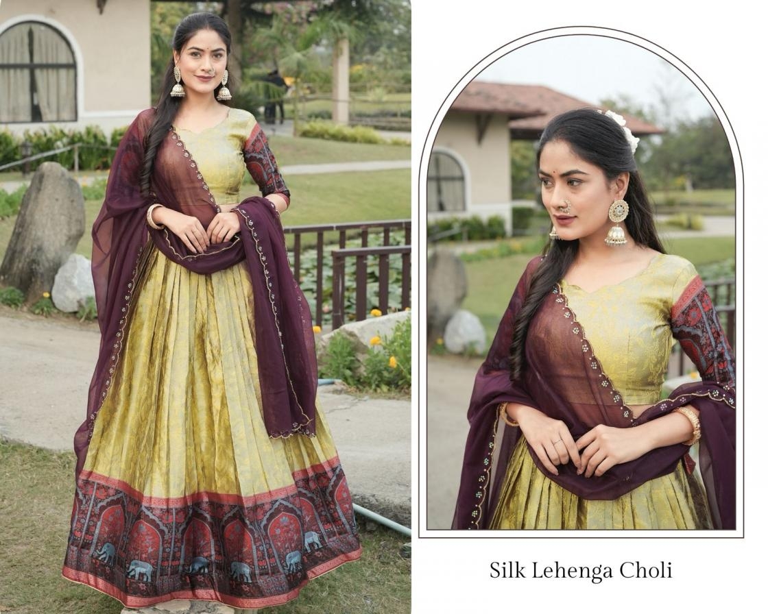 pr grtn8133 silk zari weaving stitch lehenga unstitch choli in wholesale surat