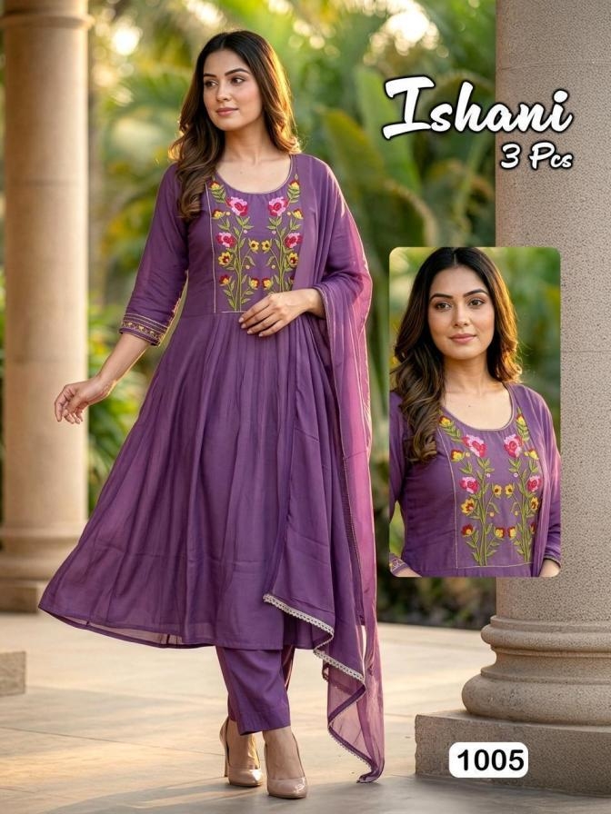 pr ishanii series 1001 to 1008 readymade elegance mul chanderi suit in wholesale surat
