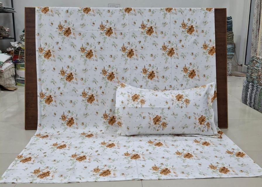 pr twin cotton readymade fancy bedsheet with 2 pillow covers in wholesale surat