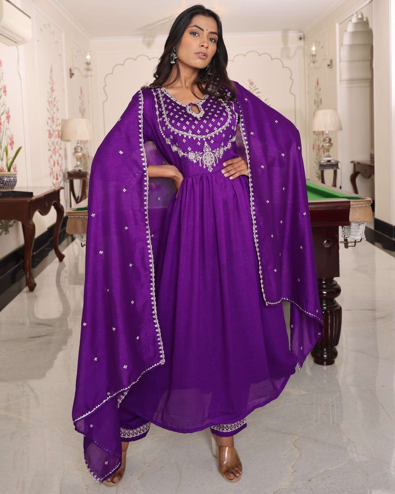 PURPLE HIT SOFT SILK WITH EMBROIDERY WORK single readymade suit
